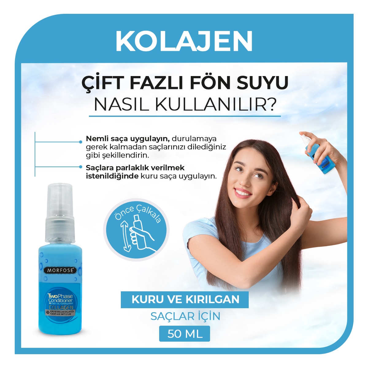 MORFOSE MORFOSE Morfose Kolajen Çift Fazlı Fön Suyu Seyahat Boy 50 ml  1 of 4 