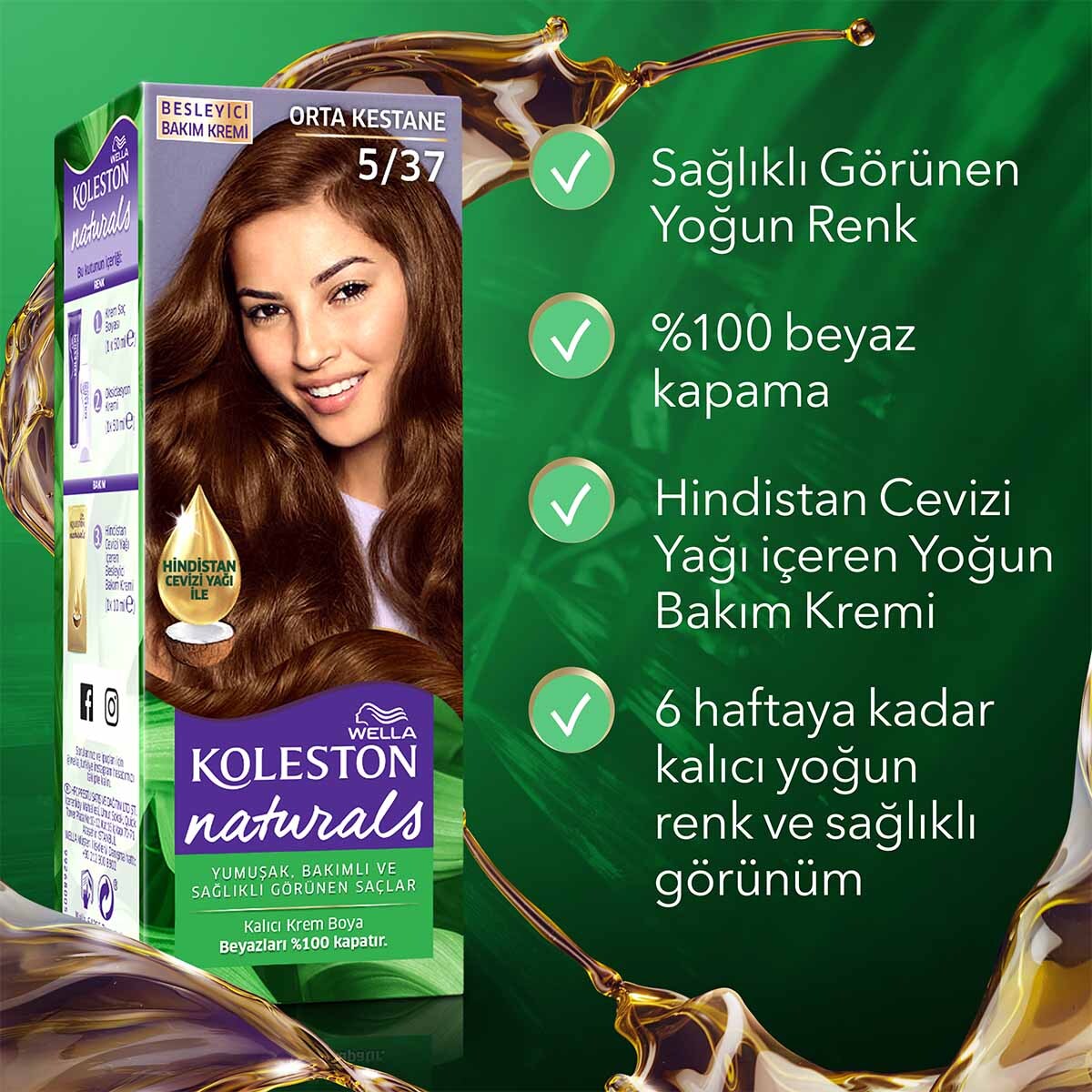  KOLESTON NATURALS KOLESTON NATURALS Wella Koleston Naturals Saç Boyası 5/37 Orta Kestane  1 of 7 