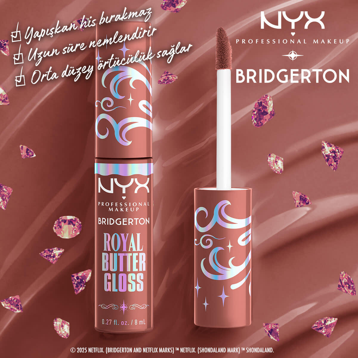  NYX NYX Nyx Professional Makeup Bridgerton Royal Dudak Parlatıcısı Praline  1 of 8 