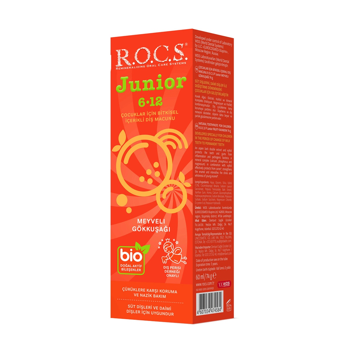  ROCS ROCS Rocs Junior Diş Macunu Gökkuşağı 6-12 Yaş 60 ml  1 of 3 