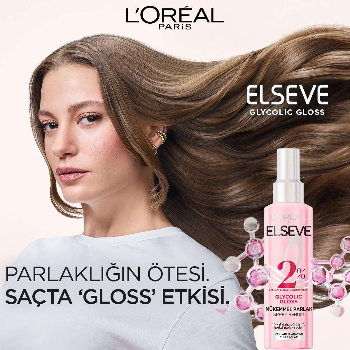 ELSEVE ELSEVE L'Oreal Paris Elseve Glycolic Gloss Mükemmel Parlaklık Veren Saç Bakım Sprey Serumu 150 ml 1 of 10