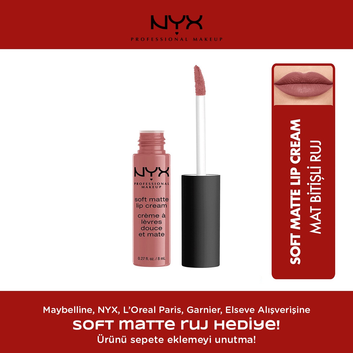 NYX NYX Nyx Professional Makeup Soft Matte Dudak Kremi Toulouse Hediye 1 of 1