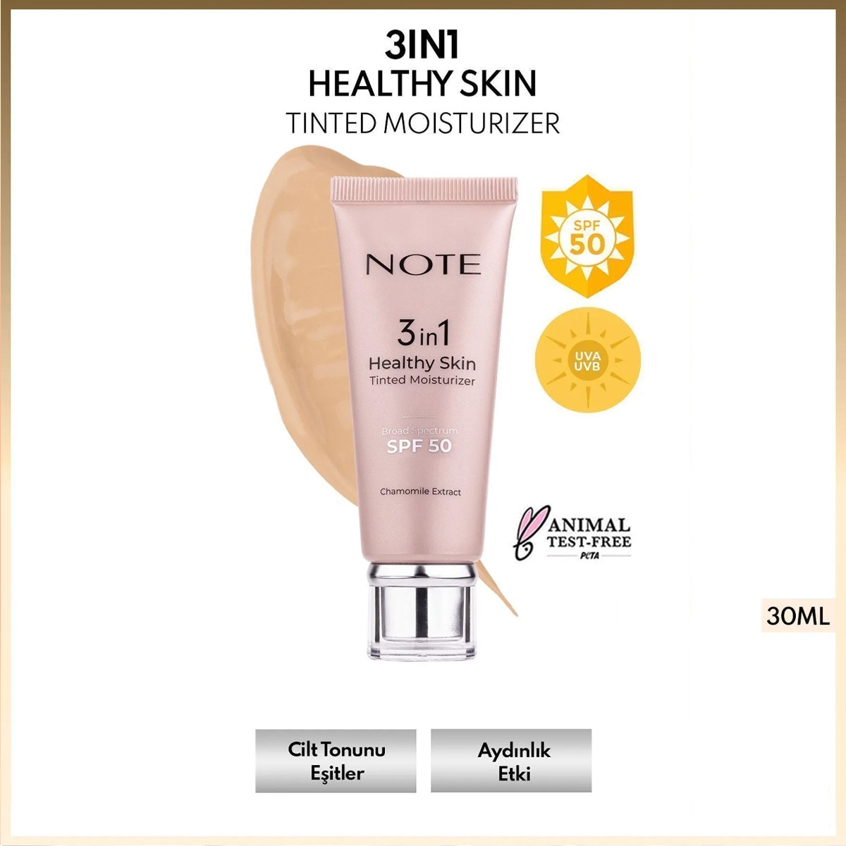  NOTE NOTE Note 3 in 1 Healthy Skin Light Tinted Moisturizer SPF 50 Renk Ton Eşitleyici Aydınlatıcı Krem 