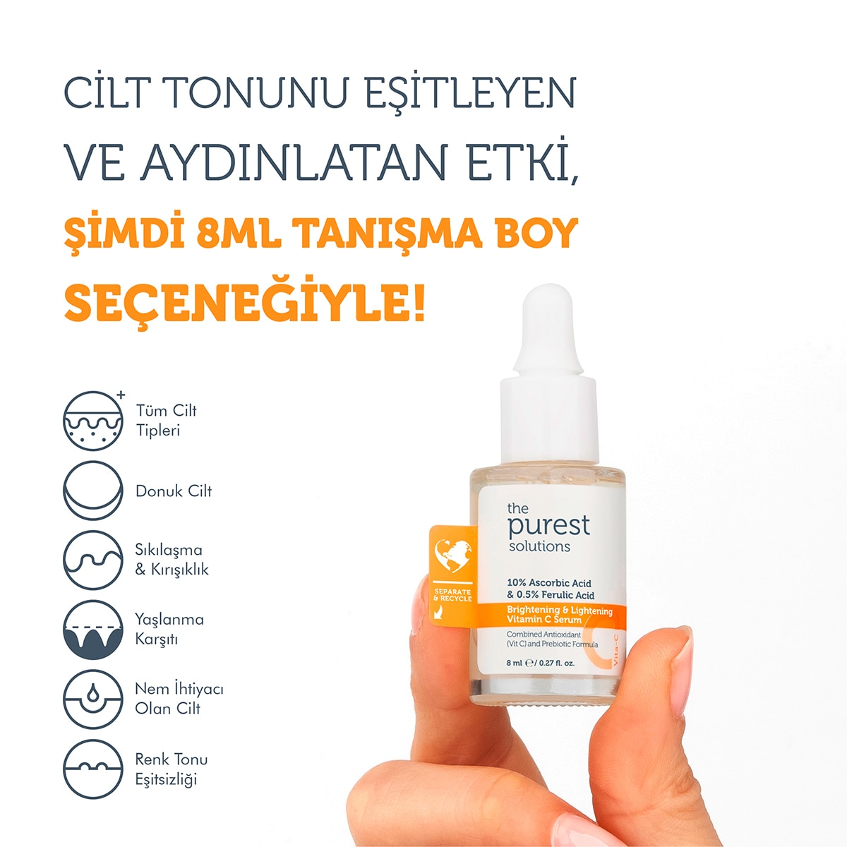 THE PUREST SOLUTIONS THE PUREST SOLUTIONS The Purest Solutions Aydınlatıcı ve Cilt Tonu Eşitleyici C Vitamini Cilt Serumu 8 ml  1 of 9 