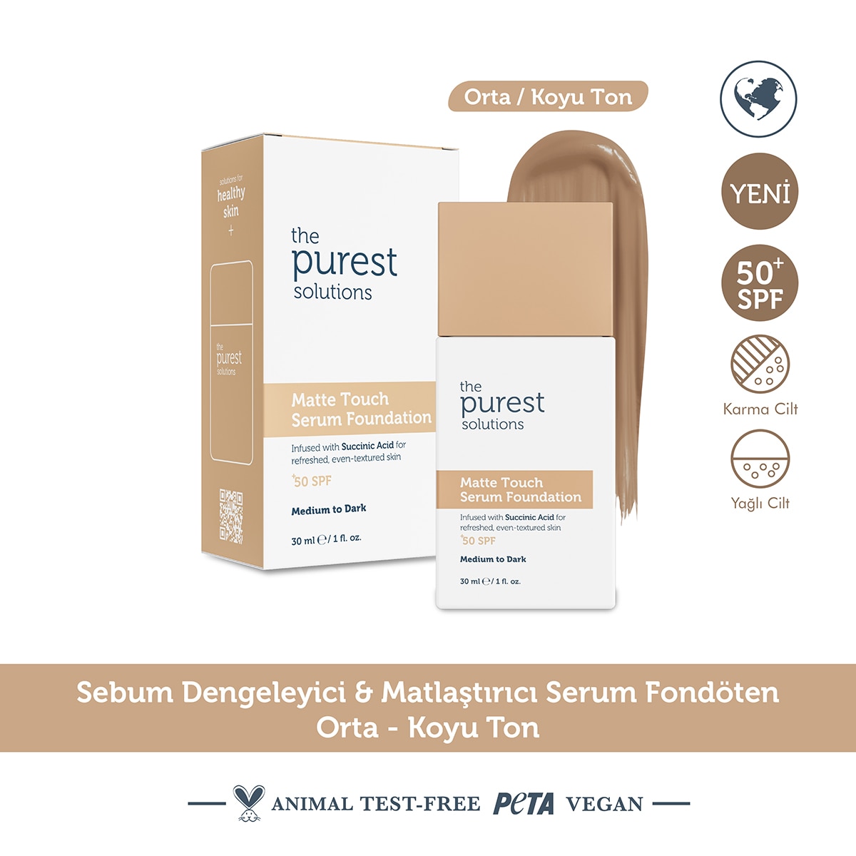 undefined THE PUREST SOLUTIONS EXC. The Purest Solutions Mat Serum Fondöten Medium 30 ml  1 of 9 