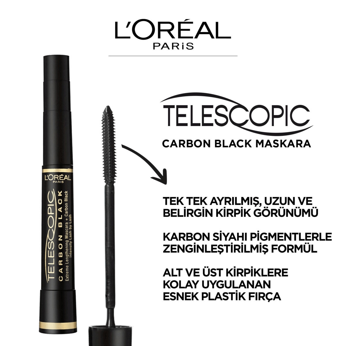  LOREAL PARIS LOREAL PARIS L'Oreal Paris Telescopic Carbon Siyah Maskara  1 of 4 