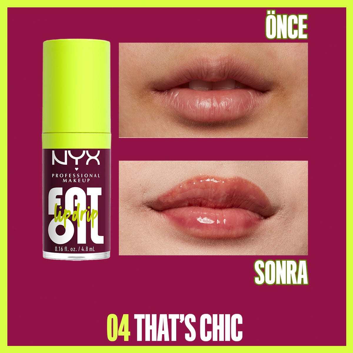 NYX NYX Nyx Professional Makeup Fat Oil Lip Drip Parlatıcı Dudak Yağı Thats Chic 1 of 8