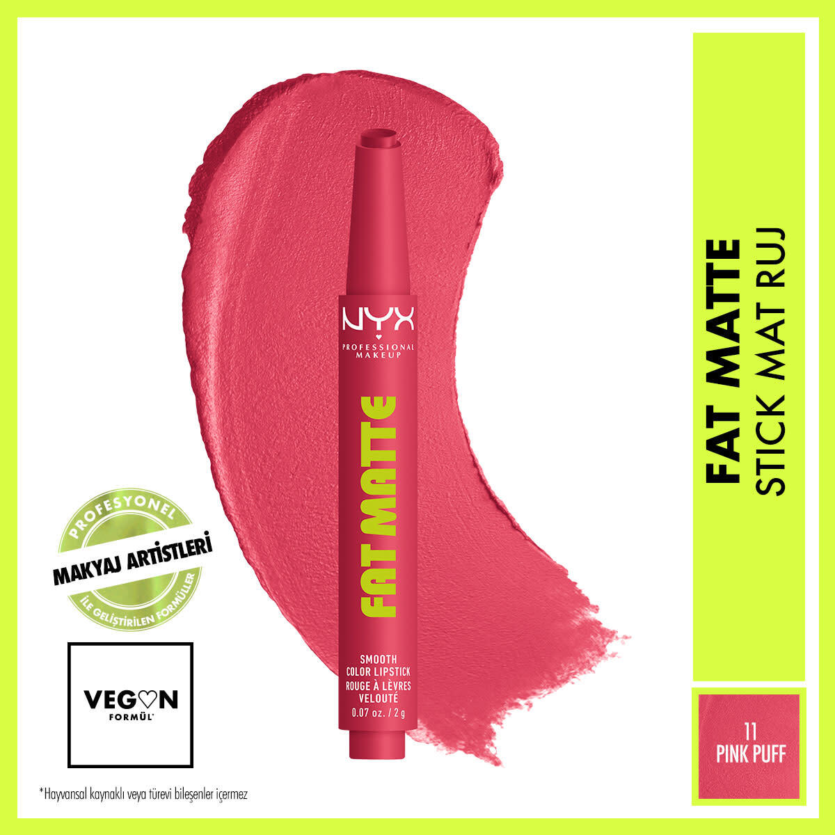 NYX NYX Nyx Professional Makeup Fat Matte Slick Click Mat Dudak Balmı 11 1 of 8