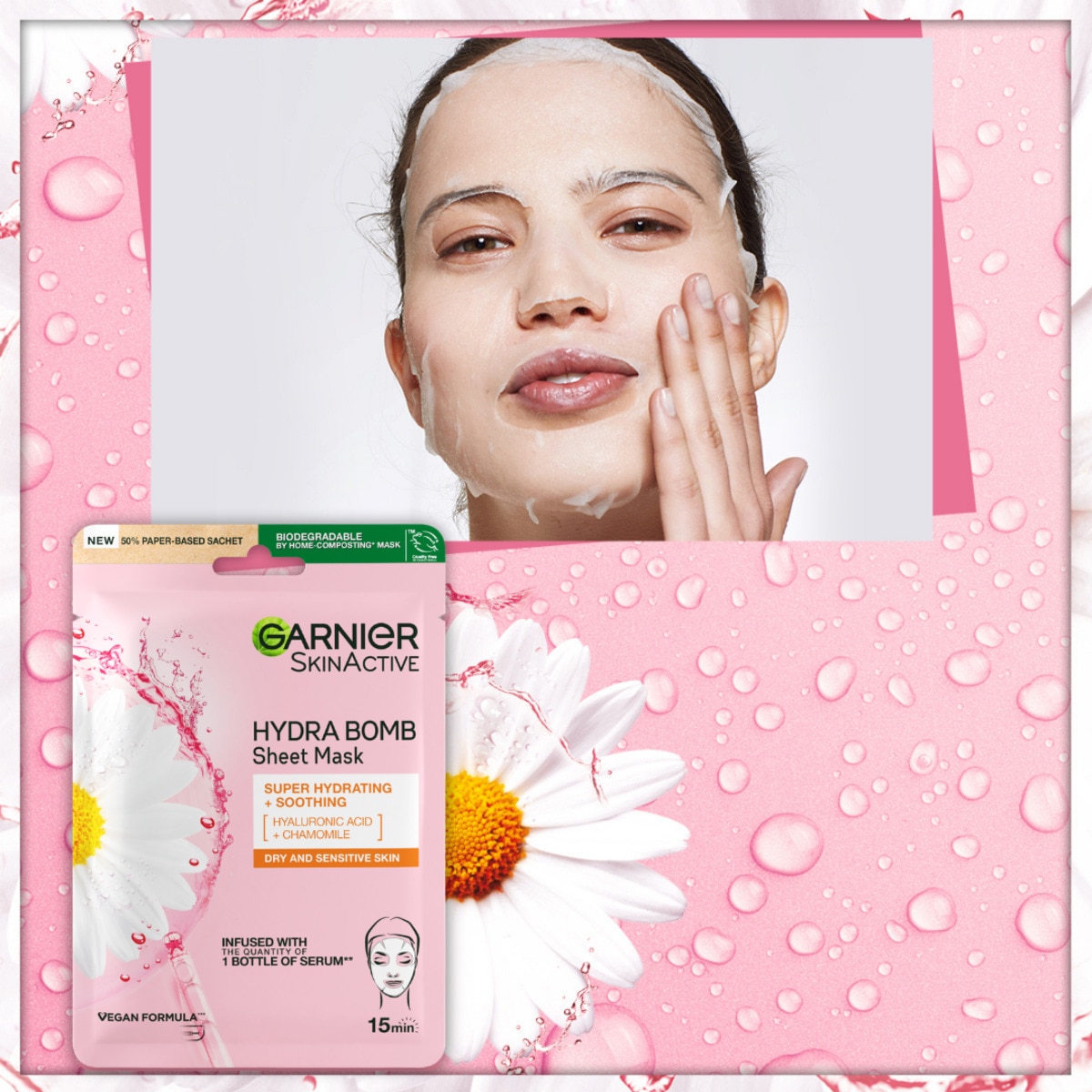  GARNIER GARNIER Garnier Nem Bombası Dinlendirici Kağıt Yüz Maskesi Papatya Özü  1 of 5 