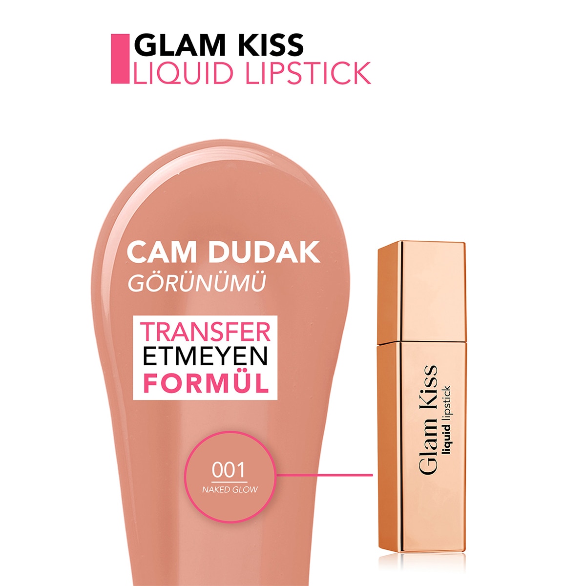 FLORMAR FLORMAR Flormar Glam Kiss Yoğun Pigmentli Likit Ruj No: 001 Naked Glow 1 of 6