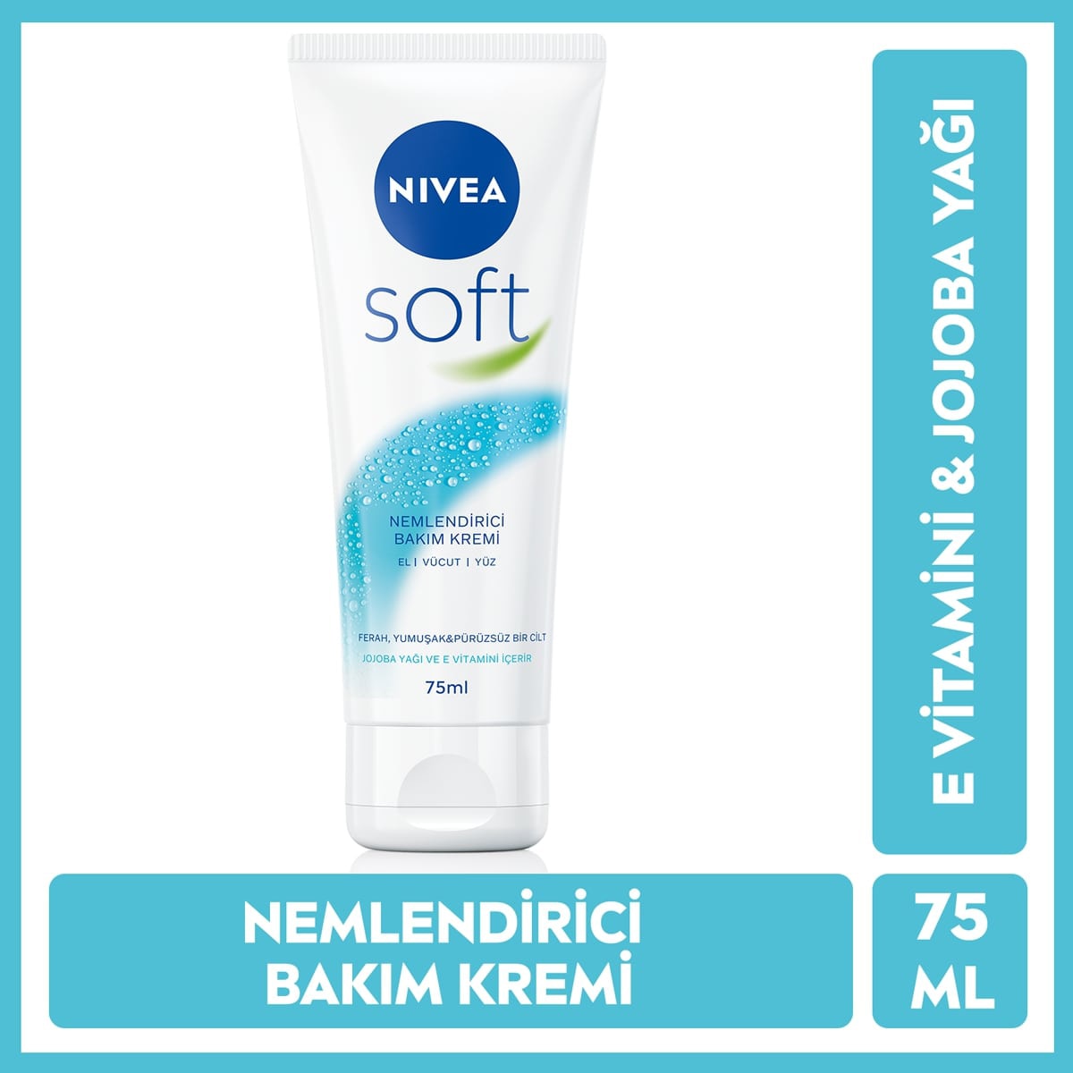  NIVEA SOFT NIVEA SOFT Nivea Soft Nemlendirici Bakım Kremi Yüz Vücut El 75 ml Jojoba Yağı ve E Vitamini Tüm Ciltler  1 of 6 