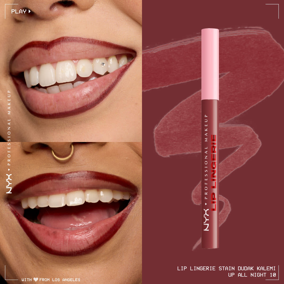  NYX NYX Nyx Professional Makeup Lip Lingerie Stain Dudak Kalemi 010 Up All Night  1 of 11 