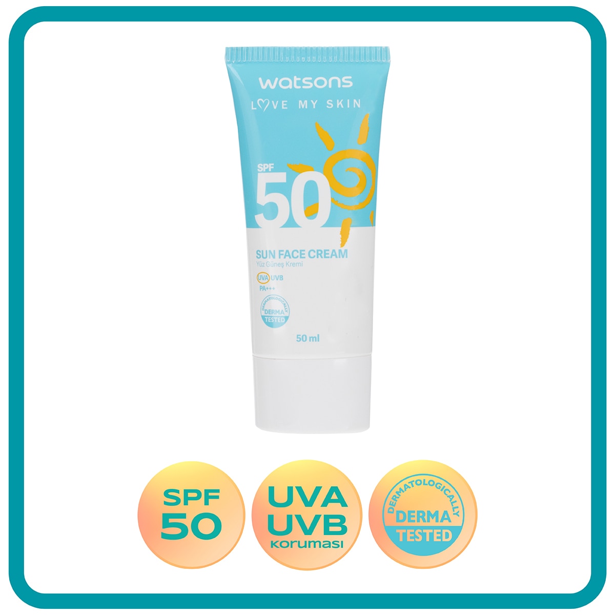 WATSONS WATSONS Watsons Sun Yüz Güneş Kremi SPF50 50 ml 1 of 2