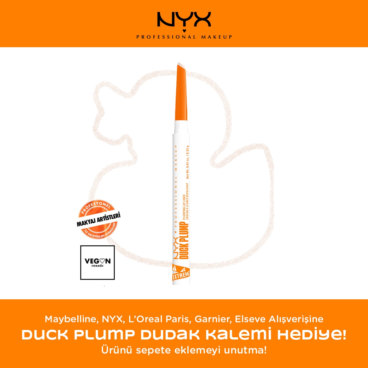 NYX NYX Maybelline, NYX, L’Oreal Paris, Garnier, Elseve alışverişine Nyx Duck Plump Dudak Kalemi Ducking Clear HEDİYE! 1 of 1