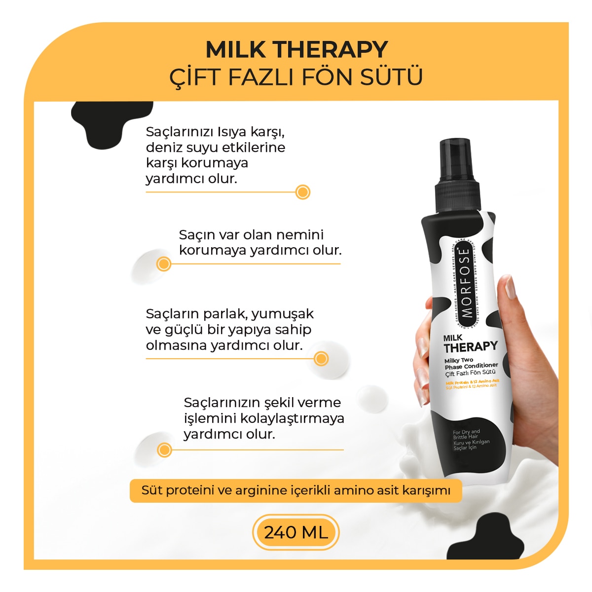  MORFOSE EXC. MORFOSE Morfose Milk Therapy Çift Fazlı Fön Sütü 240 ml  1 of 3 