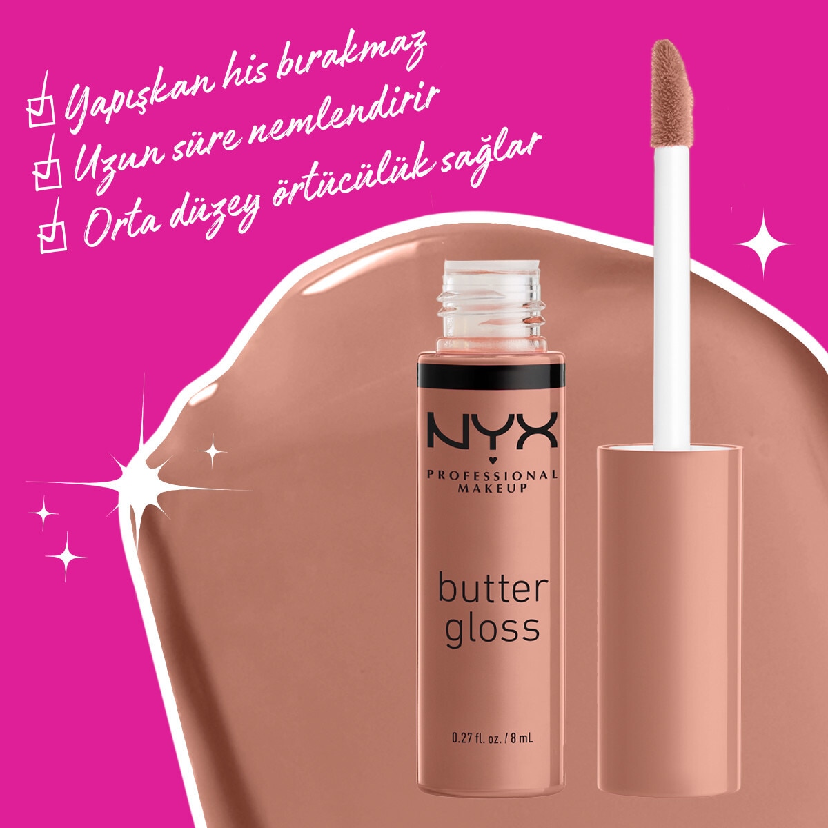 NYX NYX Nyx Professional Makeup Butter Gloss Dudak Parlatıcısı Madeleine  1 of 7 