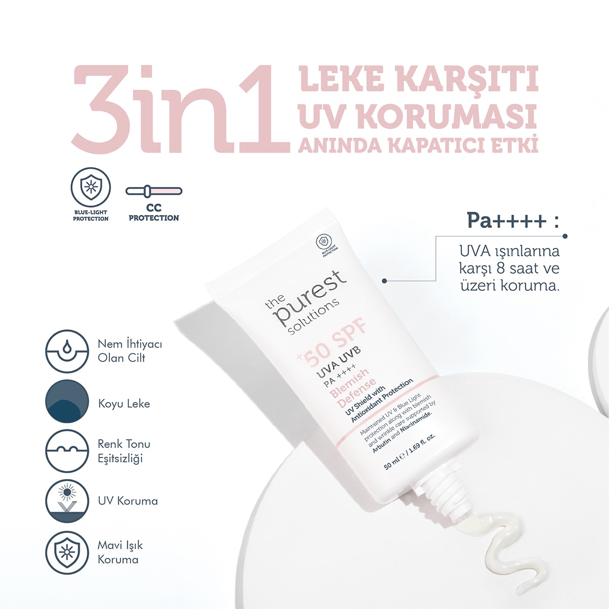 THE PUREST SOLUTIONS THE PUREST SOLUTIONS The Purest Solutions Lekeli Cilt Yüz Güneş Kremi 50+ SPF50 ml 1 of 6