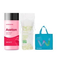 Watsons Aseton 150 ml + Organik Pamuk 50'li Çanta Set