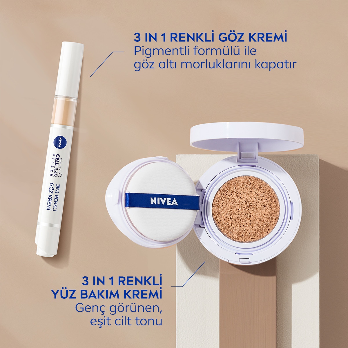  NIVEA VISAGE EXC. NIVEA VISAGE EXC. Nivea Cellular Expert Finish 3in1 Cushion Renkli Açık Ton Yüz Bakım Kremi 01 15 ml  1 of 9 