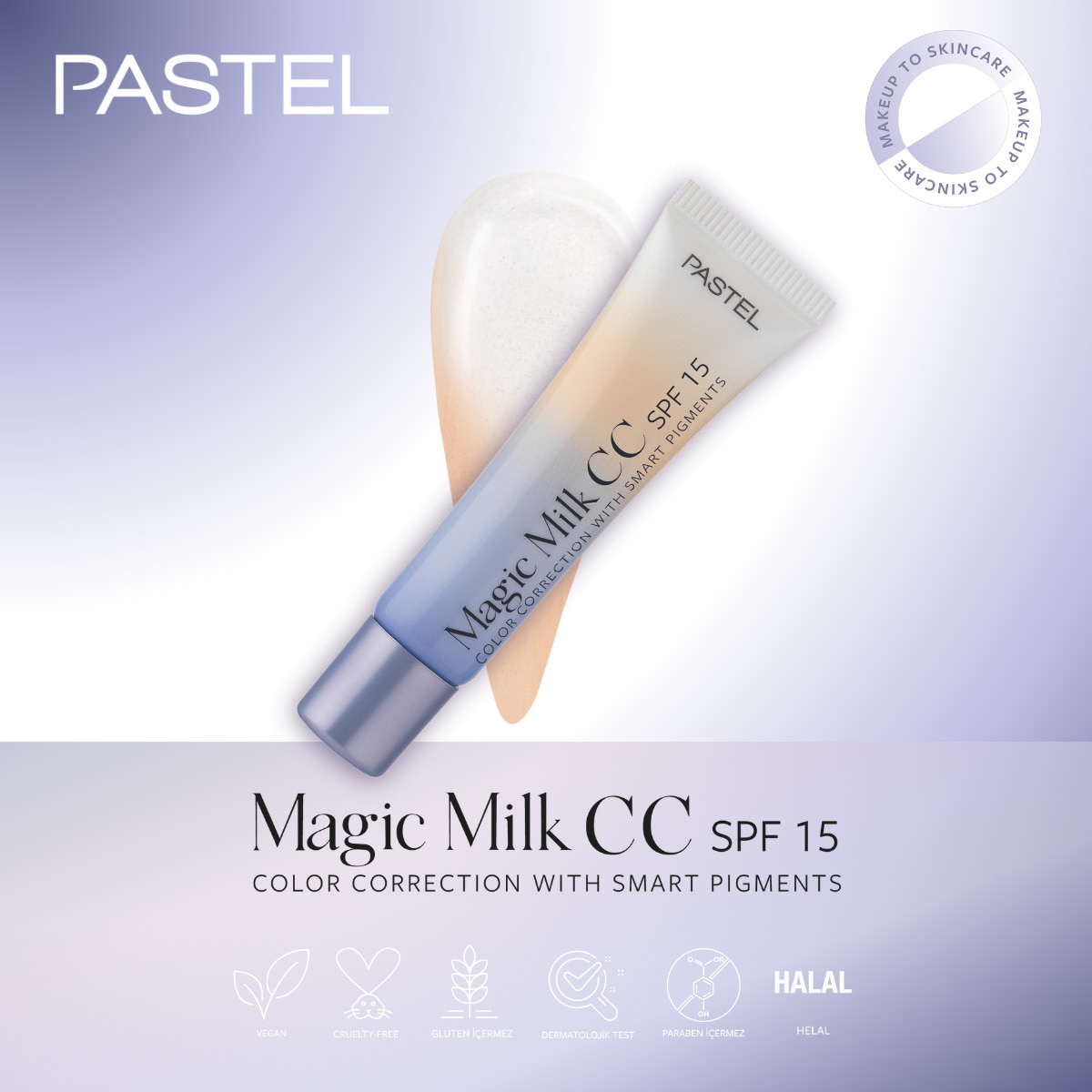  PASTEL PASTEL Pastel Make Up To Skin Care Magic Milk Cilt Tonu Eşitleyici SPF 15 CC Krem 50 Light Medium  1 of 9 