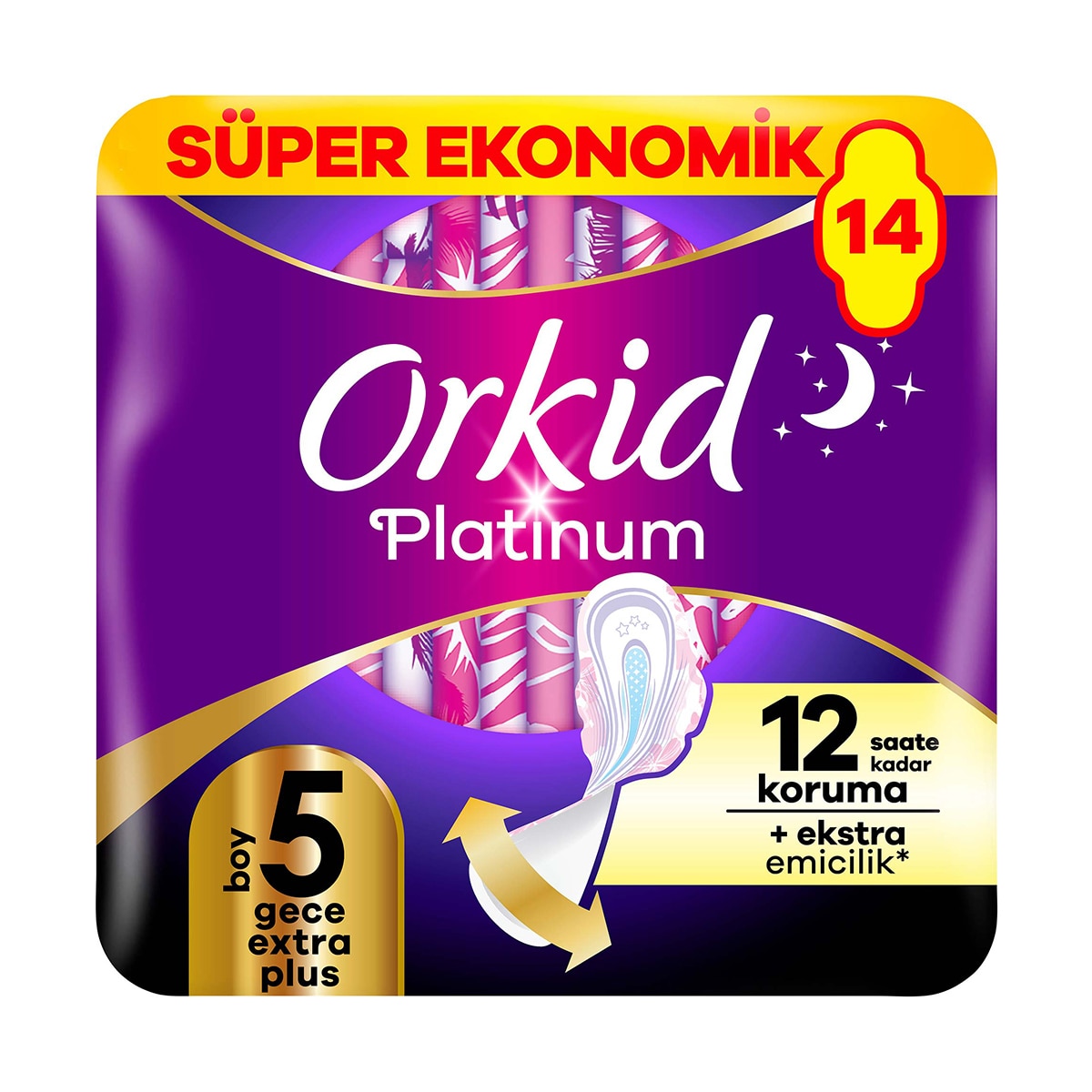 ORKID ORKID Orkid Platinum Dörtlü Hijyenik Ped Gece Ekstra Plus 14'lü 1 of 9