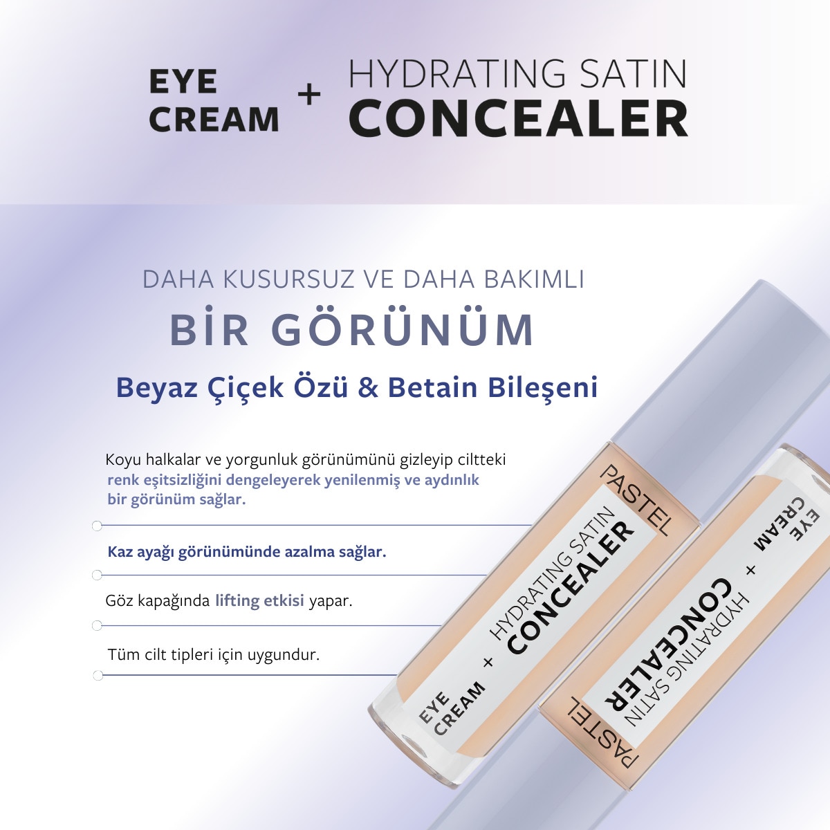 PASTEL PASTEL Pastel Make Up To Skin Care Hydrating Göz Altı Kapatıcısı ve Göz Kremi 62 Ivory 1 of 10
