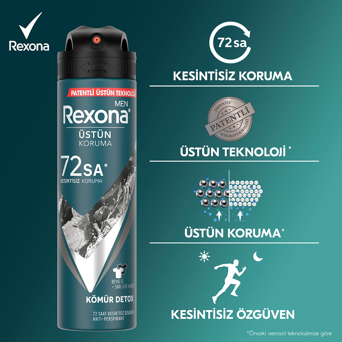  REXONA REXONA Rexona Men Erkek Sprey Deodorant Kömür Detox 72 Saat Kesintisiz Üstün Koruma 150 ml  1 of 9 
