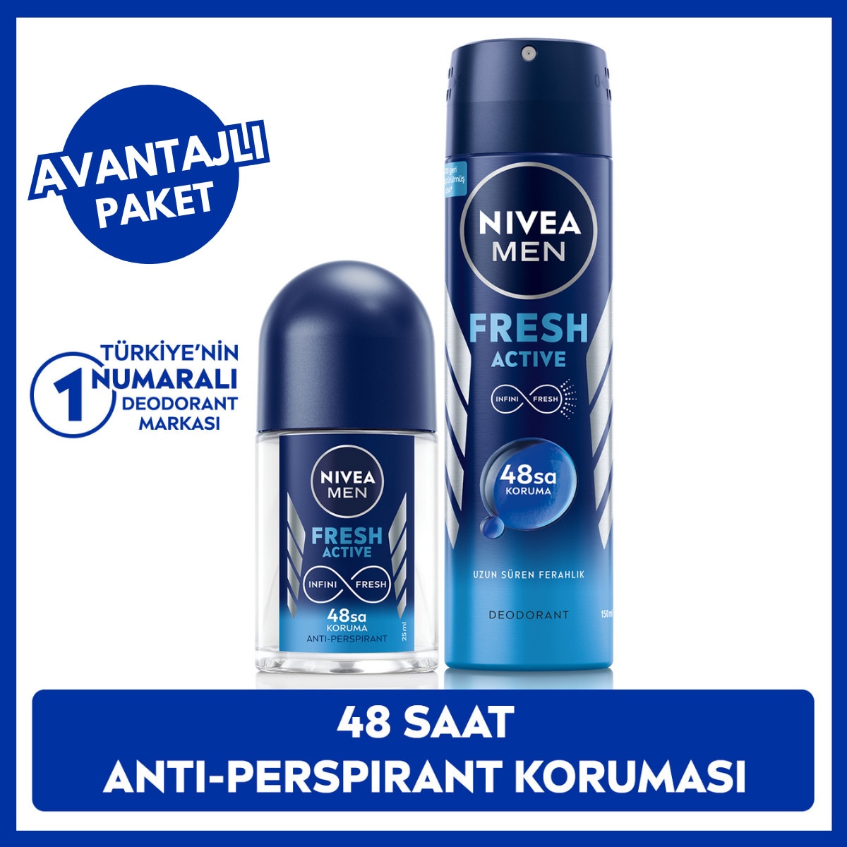  NIVEA DEO NIVEA DEO Nivea Men Fresh Deodorant 150 ml ve Roll-on 25 ml Seti  Nivea Men Fresh Deodorant 150 ml ve Roll-on 25 ml Seti