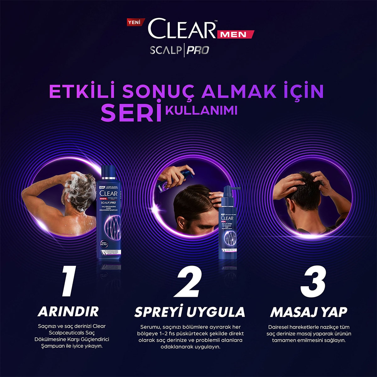  CLEAR CLEAR Clear Men Scalp Pro Saç Dökülmesine Karşı Güçlendirici Serum 70 ml  1 of 7 