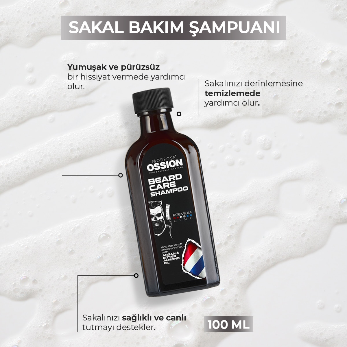  MORFOSE EXC. MORFOSE Morfose Ossion Premium Barber Line Sakal Şampuanı 100 ml  1 of 3 