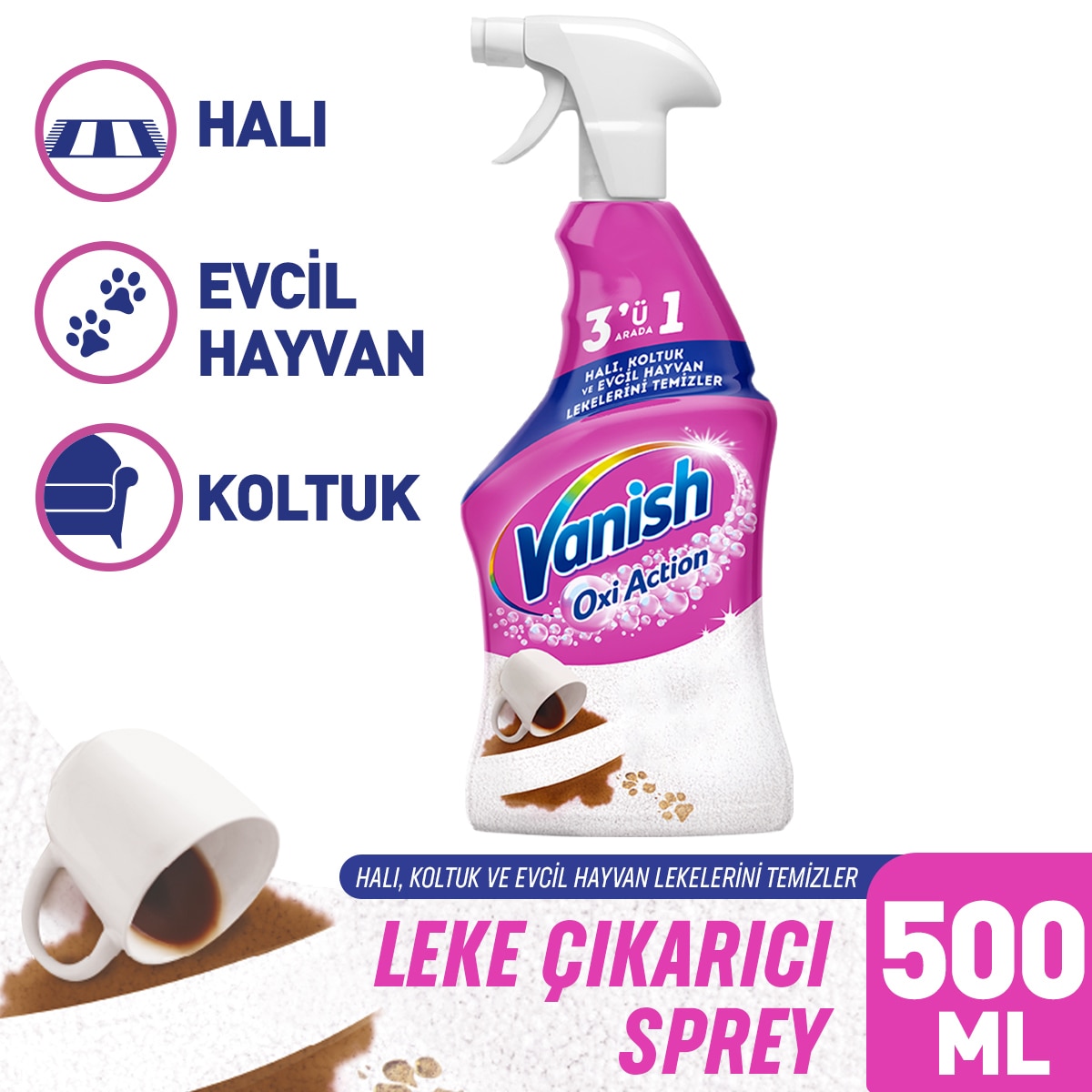  undefined VANISH Vanish Oxi Action 3ü 1 Arada Leke Çıkarıcı Sprey 500 ml  1 of 9 