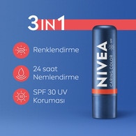 Nivea Renkli Dudak Bakım Kremi Mercan 4,8 g SPF30 Doğal E Vitamini Dudak ve Yanaklar İçin