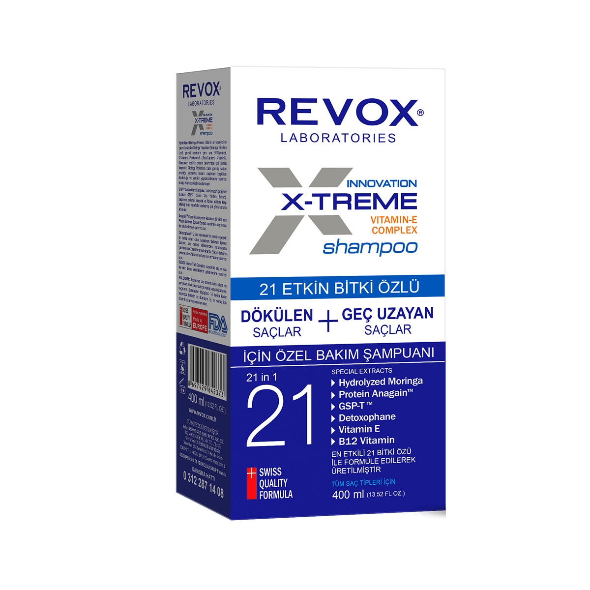  REVOX EXC. REVOX EXC. Revox X-Treme Dökülen ve Geç Uzayan Saçlar için Şampuan 400 ml  1 of 2 