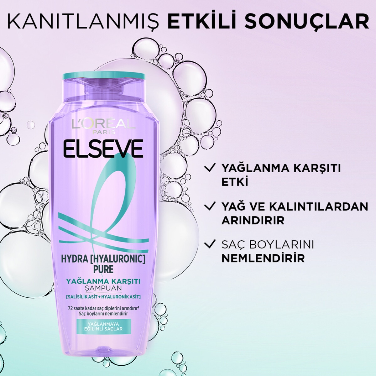 ELSEVE ELSEVE L'Oreal Paris Elseve Hydra Hyaluronic Pure Salisilik Asit İçeren Yağlanma Karşıtı Arındırıcı Şampuan 300 ml 1 of 8