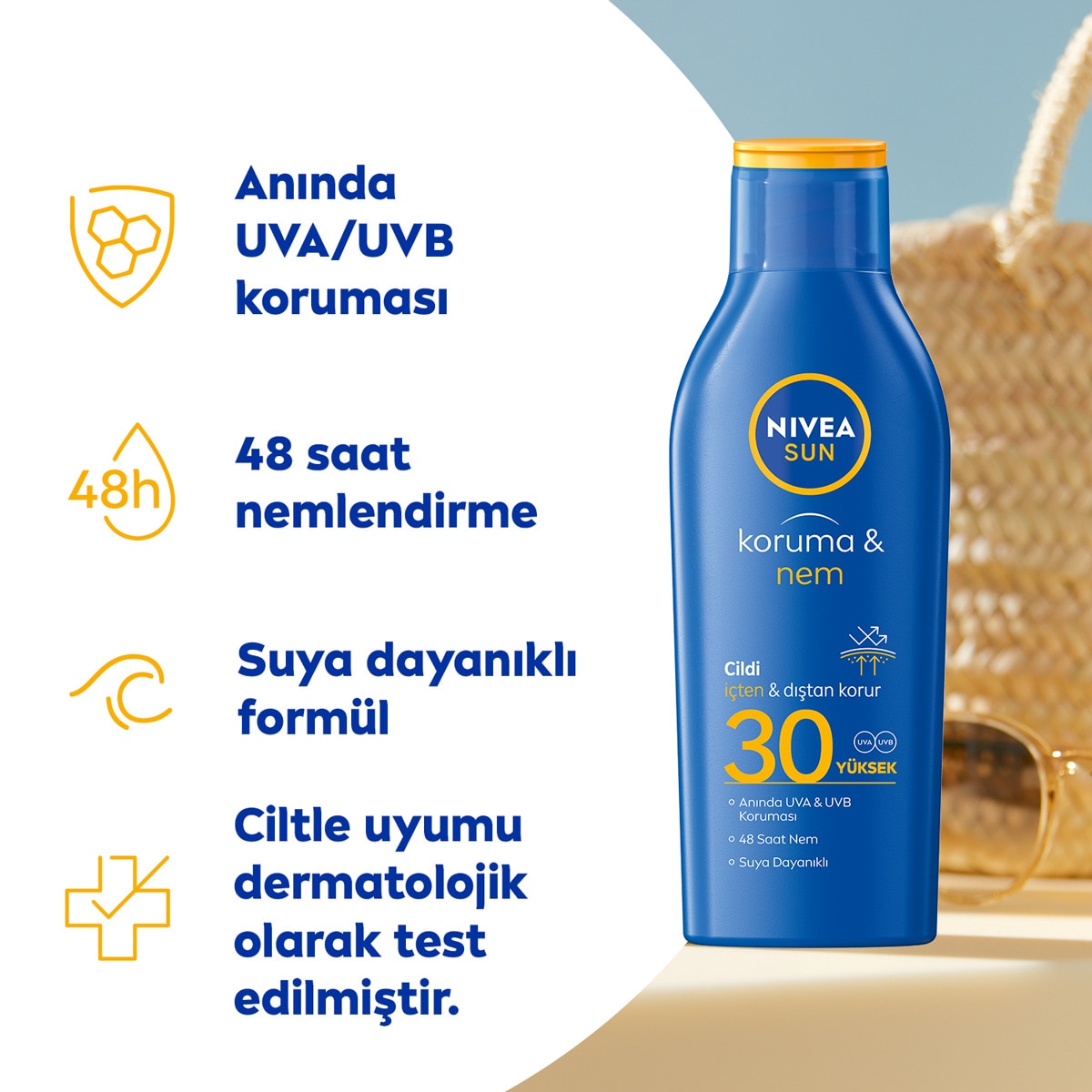  NIVEA SUN NIVEA SUN Nivea Sun SPF30 Vücut Güneş Koruyucu & 48 Nemlendirici Vücut Güneş Koruyucu Losyon 200 ml  1 of 8 