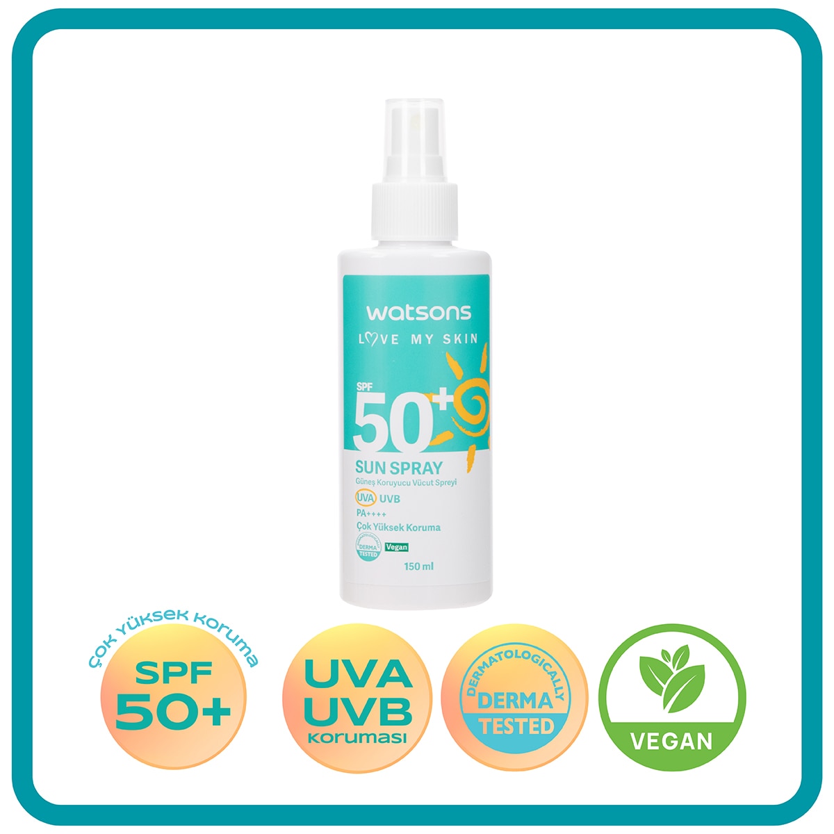 WATSONS WATSONS Watsons Vücut Vücut Güneş Kremi Sprey SPF50+ 150 ml 1 of 2