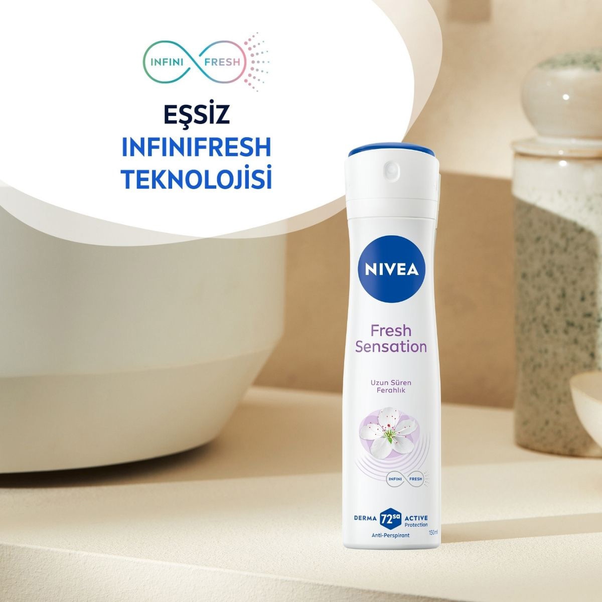 NIVEA DEO NIVEA DEO Nivea Fresh Sensation Kadın Sprey Deodorant 150 ml 72 Saat Anti-perspirant Koruma 1 of 7