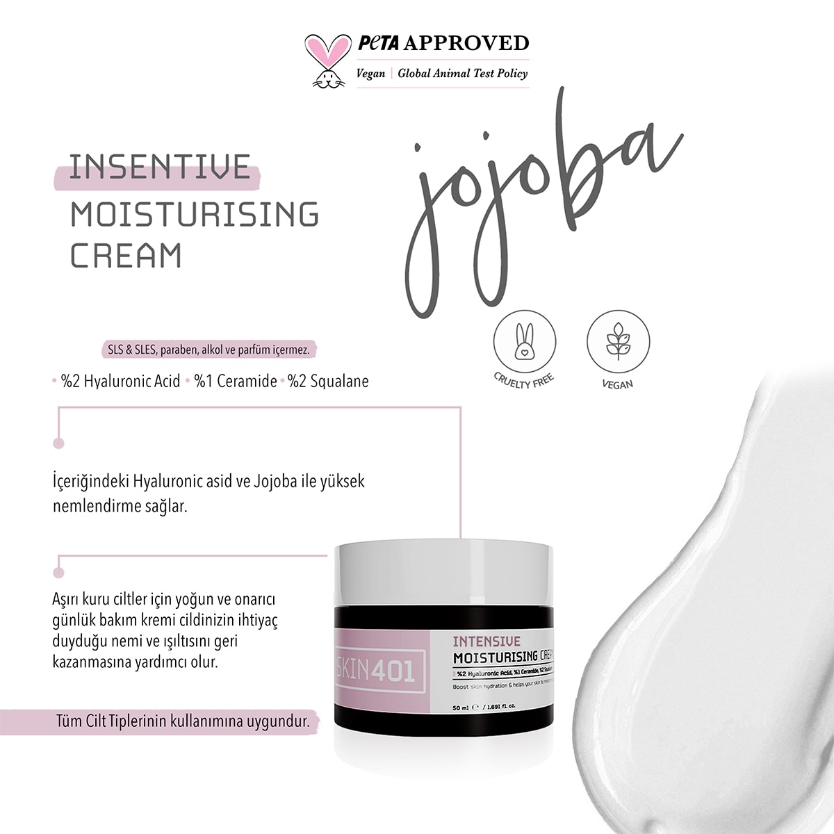 SKIN401 SKIN401 Skin401 Yoğun Nemlendirici Bariyer Güçlendirici Onarıcı Bakım Kremi 50 ml 1 of 4