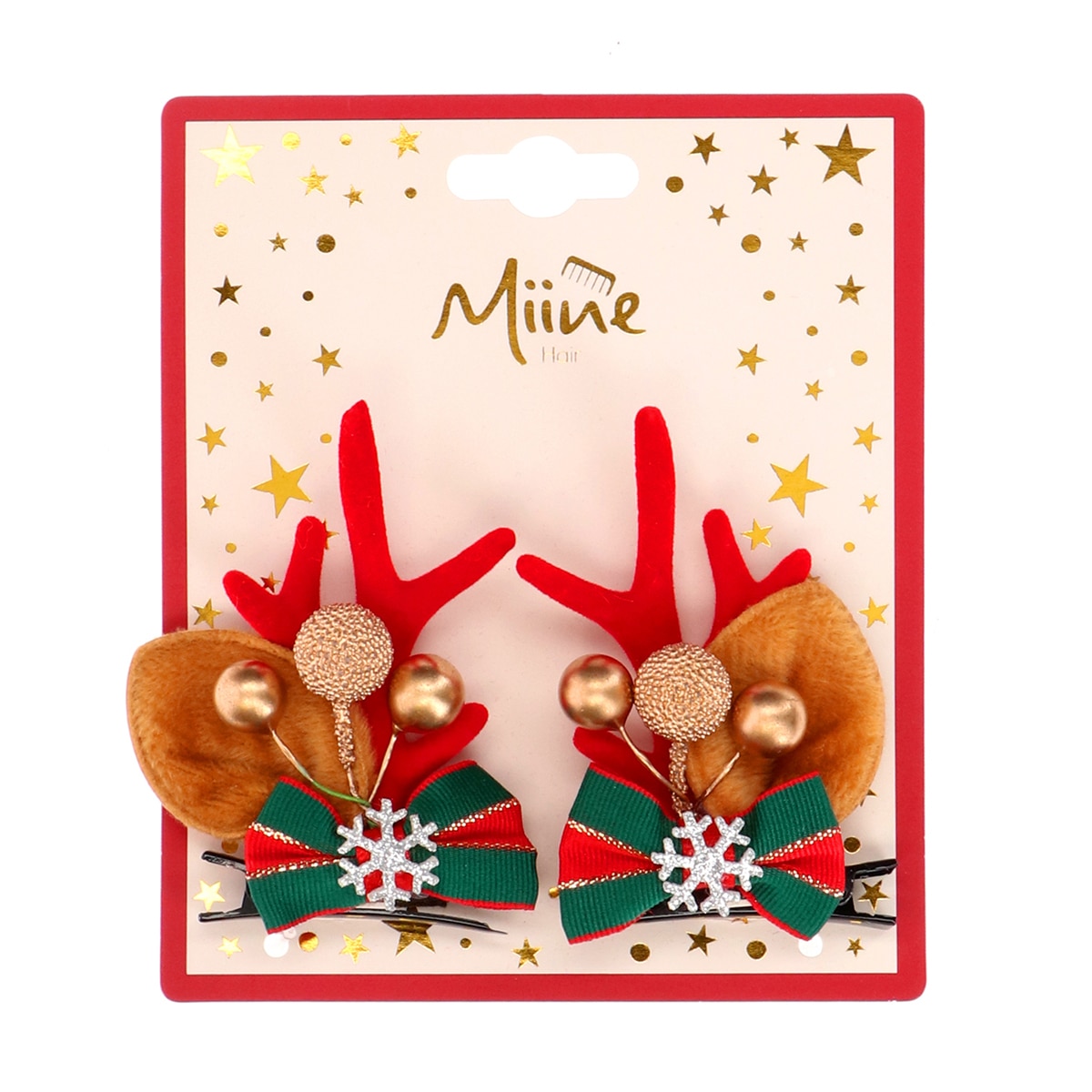  MIINE MIINE Miine Yılbaşı Saç Tokası Geyik Boncuklu  1 of 1 Miine Yılbaşı Saç Tokası Geyik Boncuklu