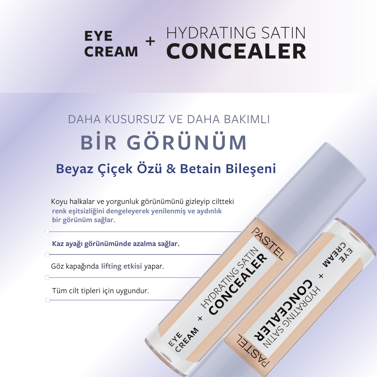  PASTEL PASTEL Pastel Make Up To Skin Care Hydrating Göz Altı Kapatıcısı ve Göz Kremi 63 Milkshake  1 of 10 
