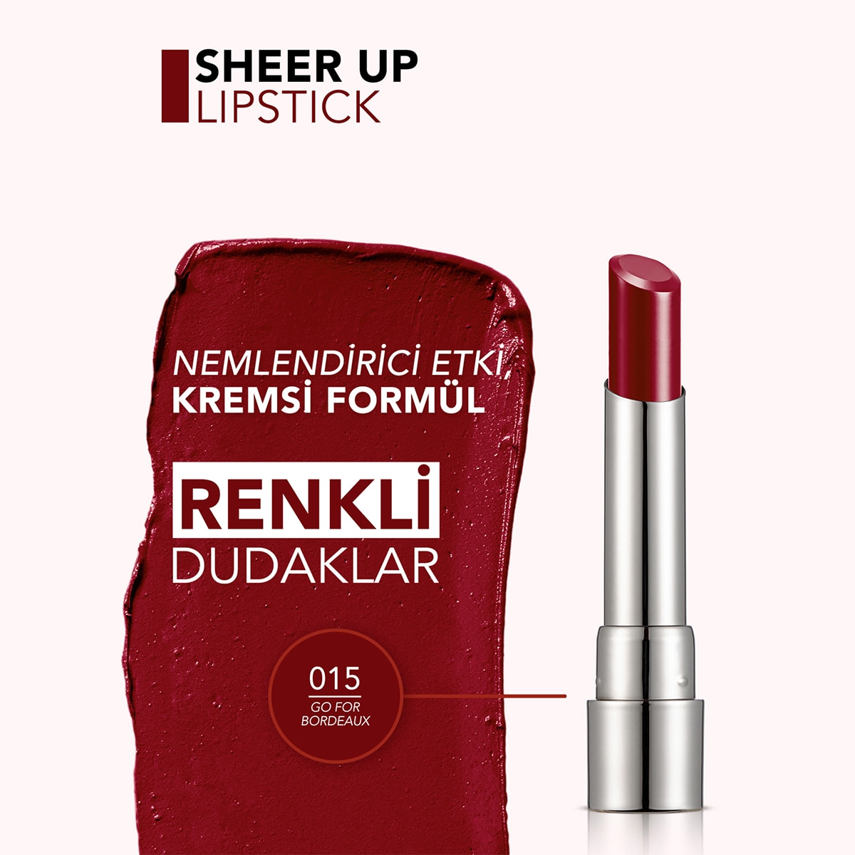 FLORMAR FLORMAR Flormar Sheer Up Ruj No: 015 Go For Bordeaux 1 of 9