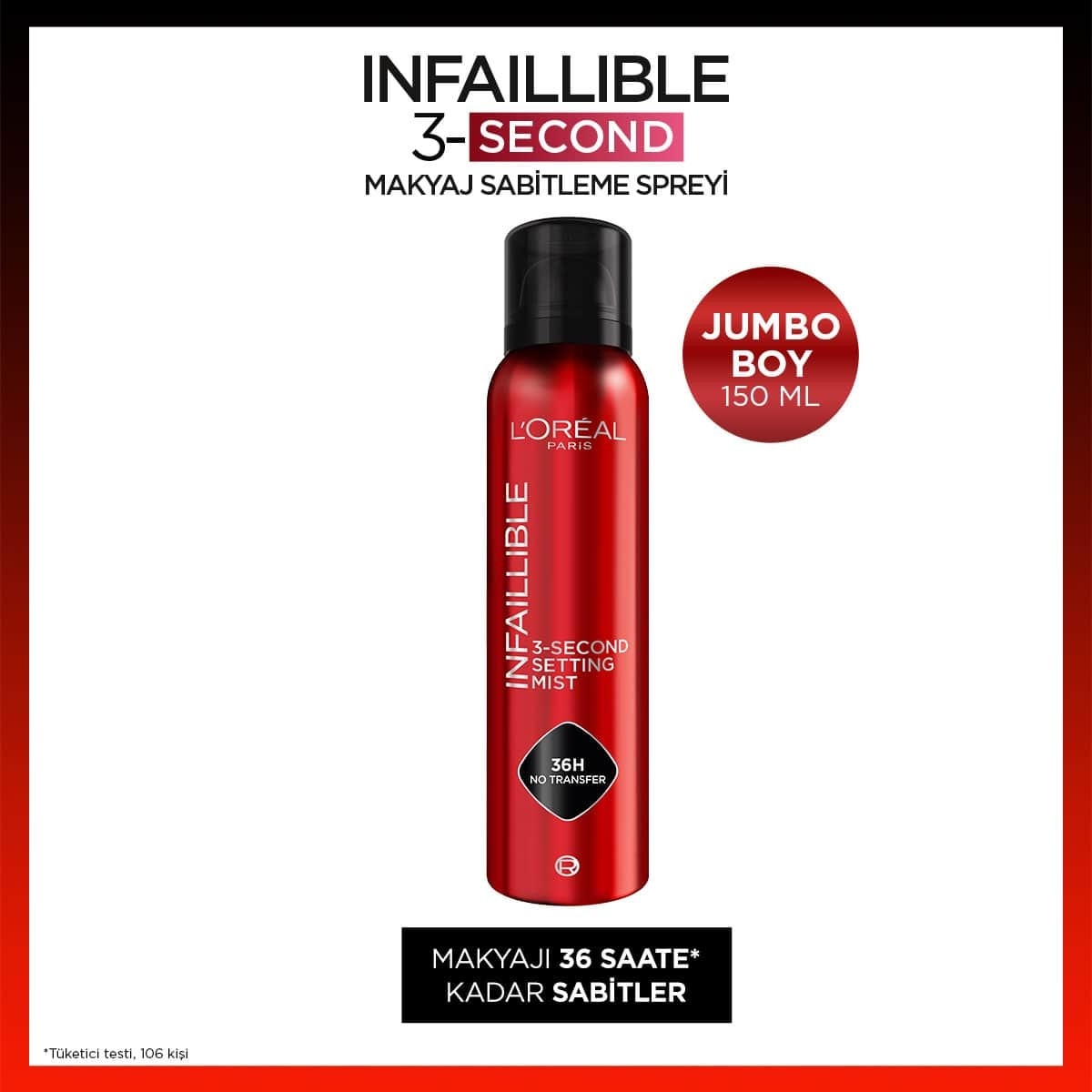  LOREAL PARIS LOREAL PARIS Loreal Paris İnfaillable 3 Second Jumbo Makyaj Sabitleme Spreyi  1 of 5 
