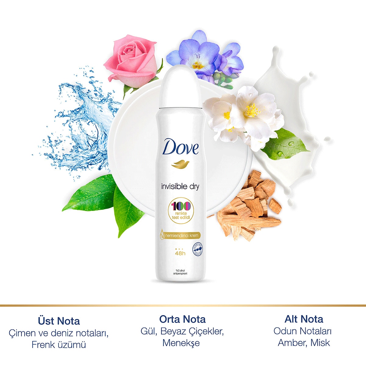  DOVE DOVE Dove Kadın Sprey Deodorant 1/4 Nemlendirici Krem Invisible Dry 150 ml  1 of 8 