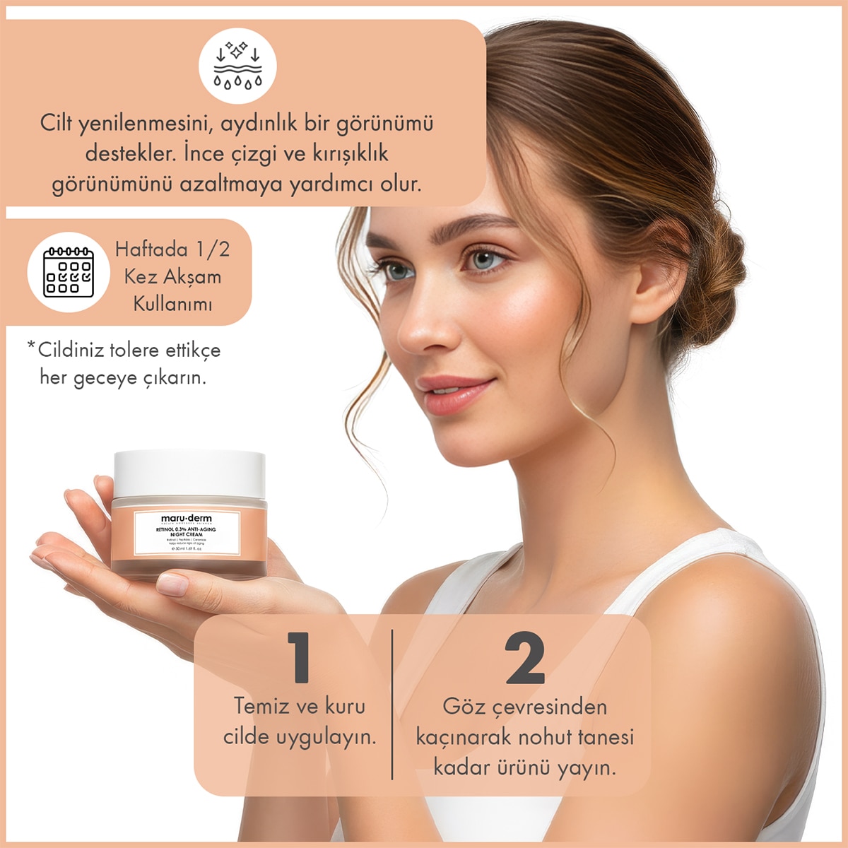  MARUDERM MARUDERM Maruderm Retinol %0.3 Yaşlanma Karşıtı Gece Kremi 50 ml  1 of 3 