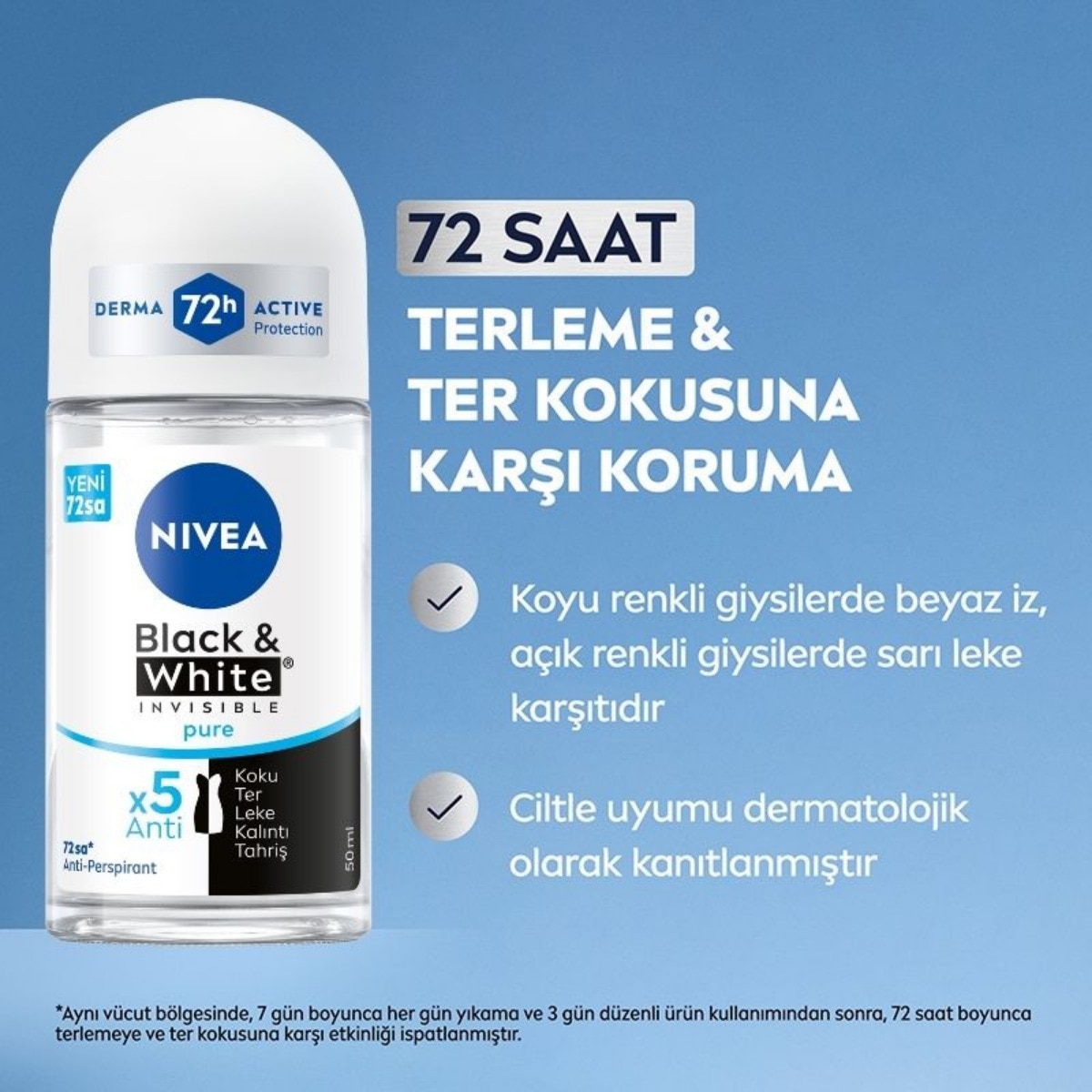  NIVEA DEO NIVEA DEO Nivea Invisible Black and White Pure Kadın Roll-On 50 ml  1 of 6 