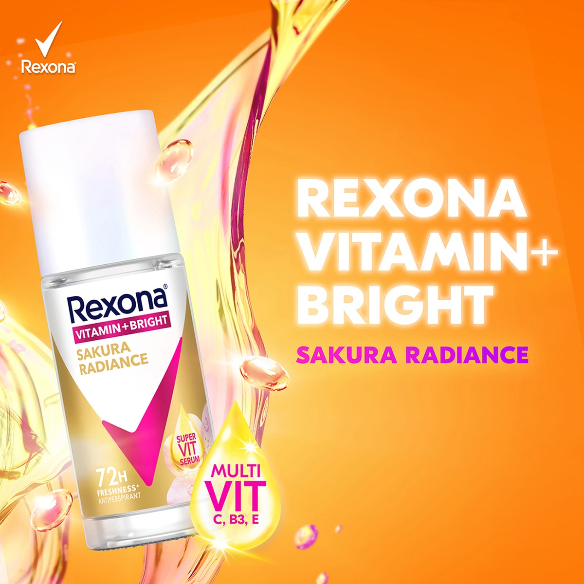  REXONA REXONA Rexona Vitamin + Bright Kadın Roll On Deodorant Sakura Radiance 45 ml  1 of 9 