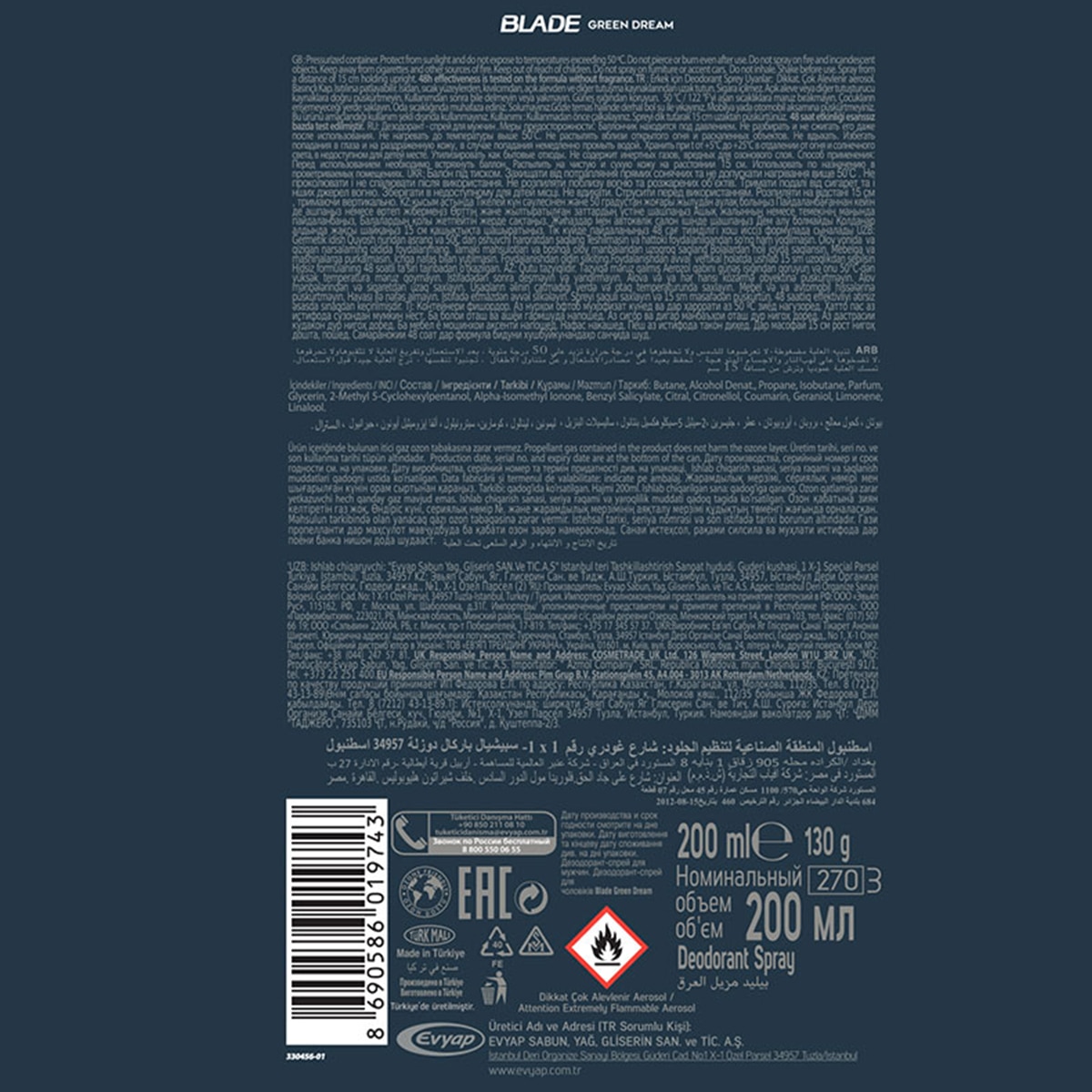  BLADE MAN BLADE MAN Blade Deodorant Green Dream 150 ml  1 of 3 