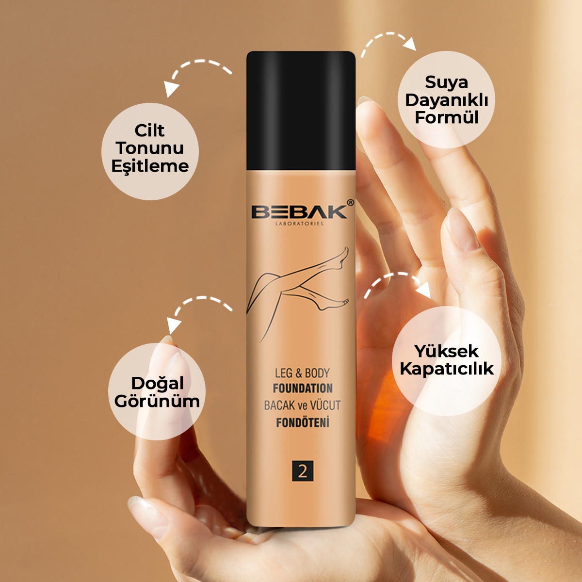 BEBAK BEBAK Bebak Bacak ve Vücut Fondöteni 2 Numara Medium 75 ml 1 of 4