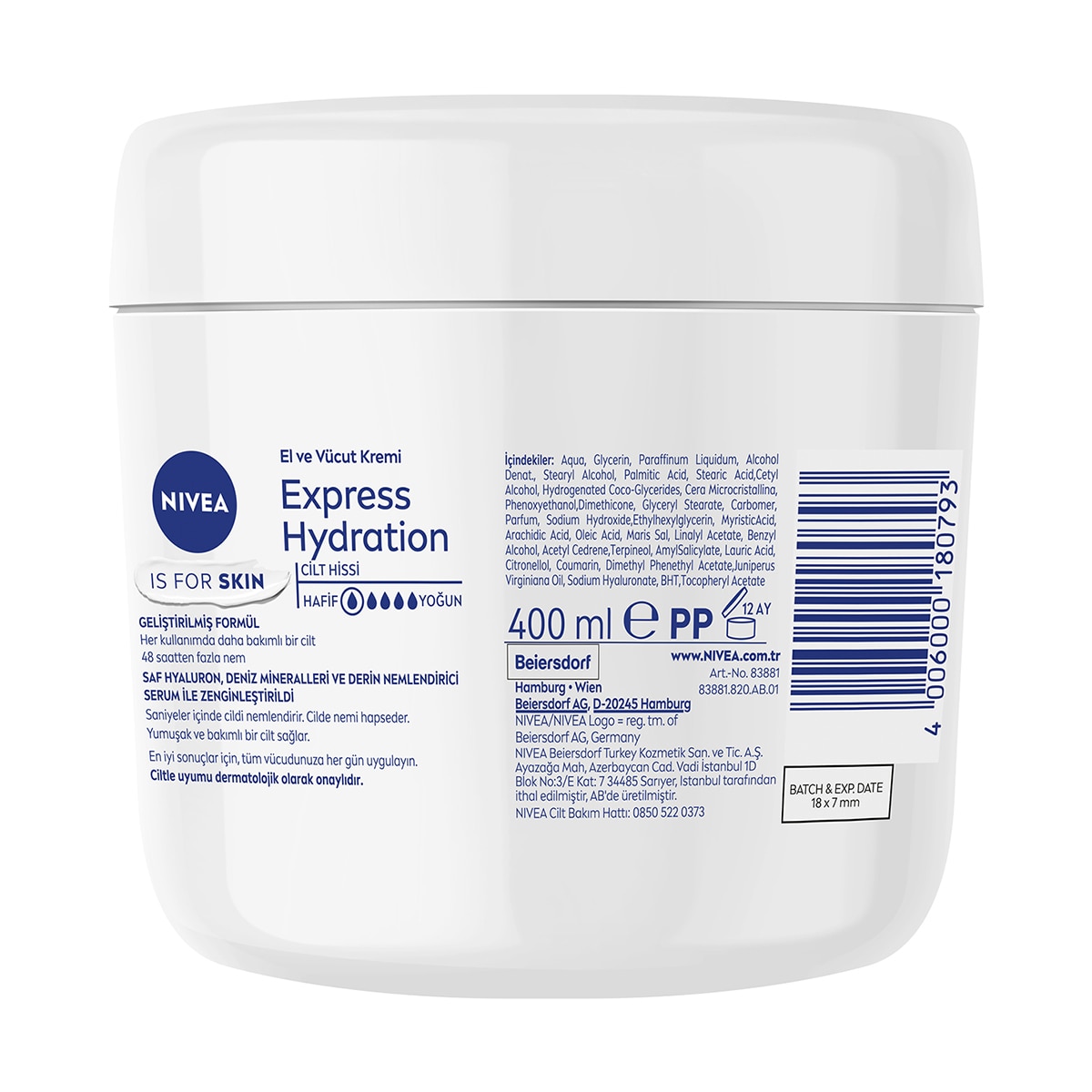  NIVEA SOFT NIVEA SOFT Nivea Express Hydration El ve Vücut Bakım Kremi 400 ml 48 Saat Nemlendirici  1 of 8 