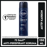 Nivea Men Erkek Sprey Deodorant Deep Dimension 150ml ve Mini Roll-on Black&White Invisible Original 25ml, 72 Saat Anti-perspirant